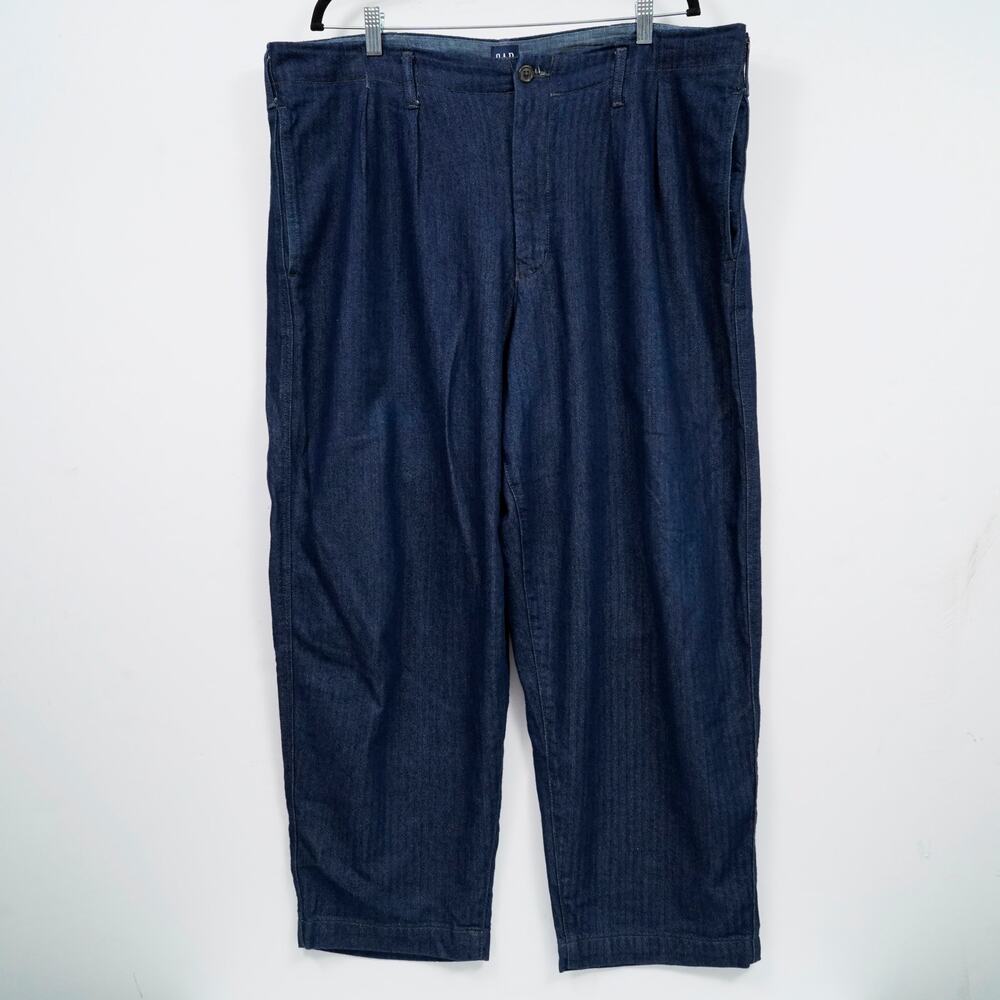 GAP Herringbone Denim Pants Relaxed Fit Blue 40x28 High Rise